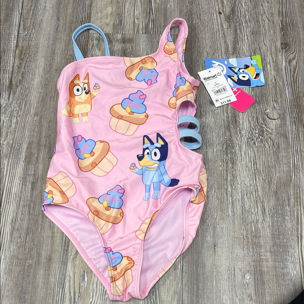 Bluey Kids Swim One Piece - Pink and Blue